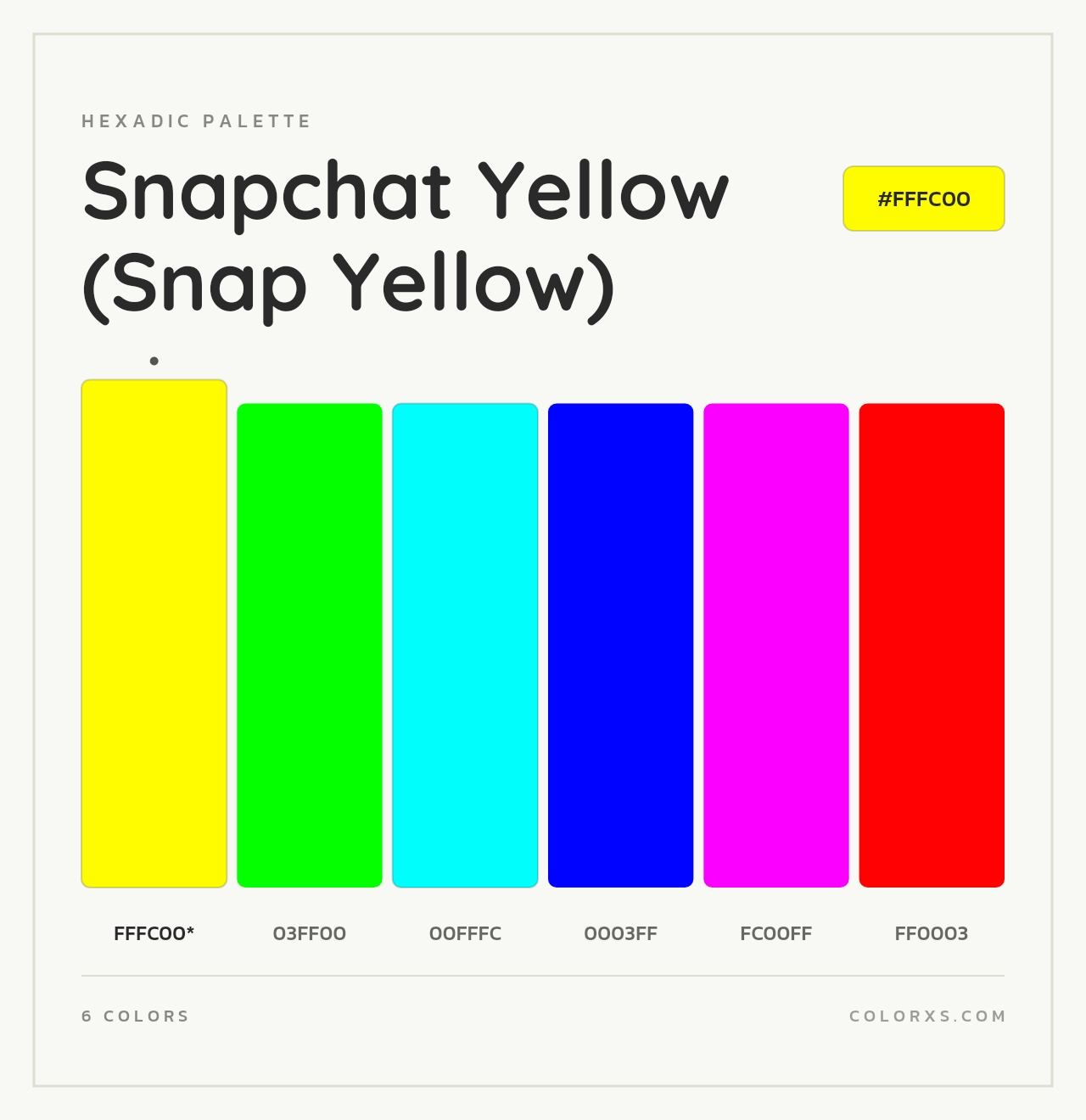 Snapchat Yellow (Snap Yellow) - Hexadic Color Palette