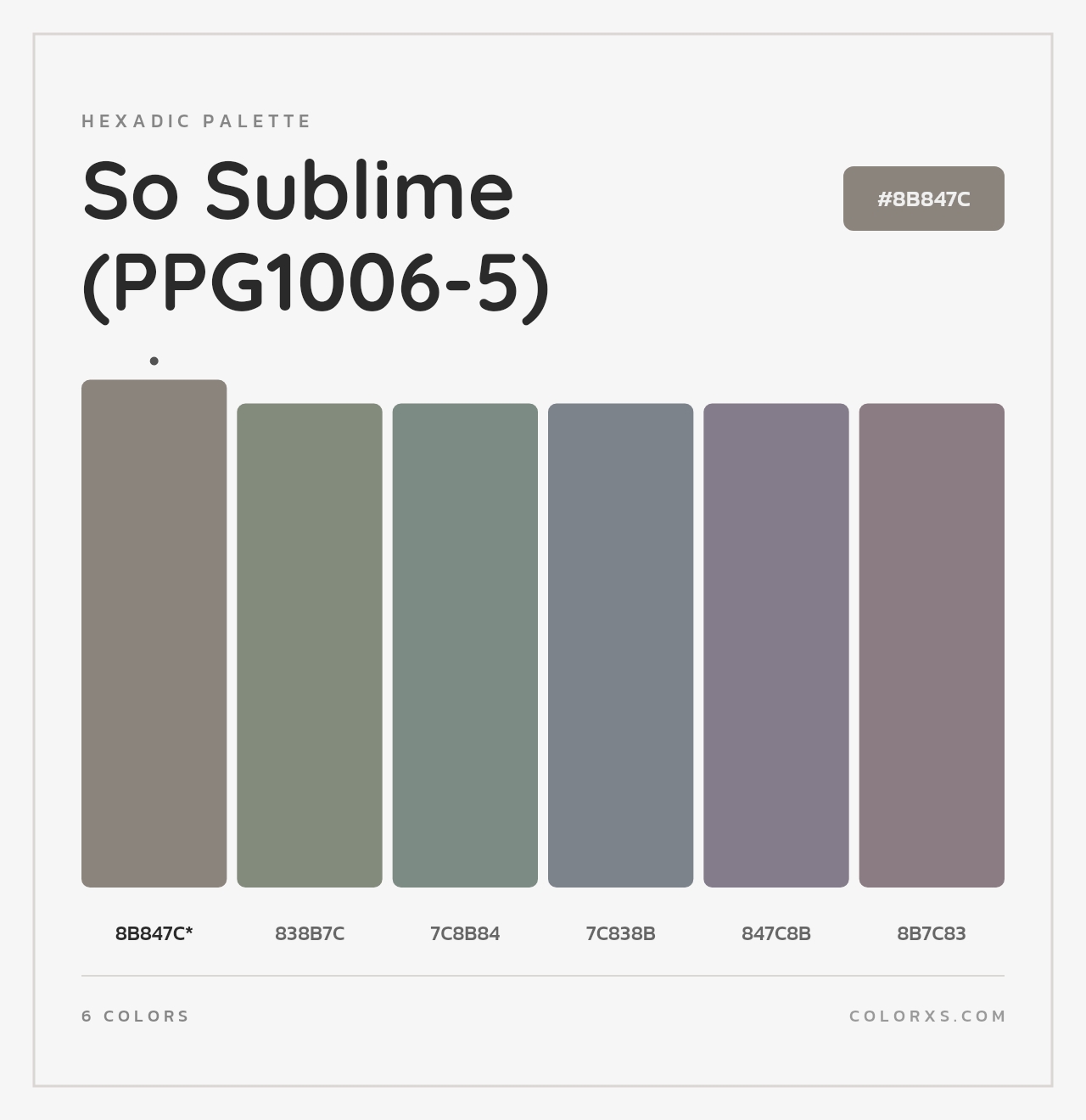 So Sublime (PPG1006-5) - Hexadic Color Palette