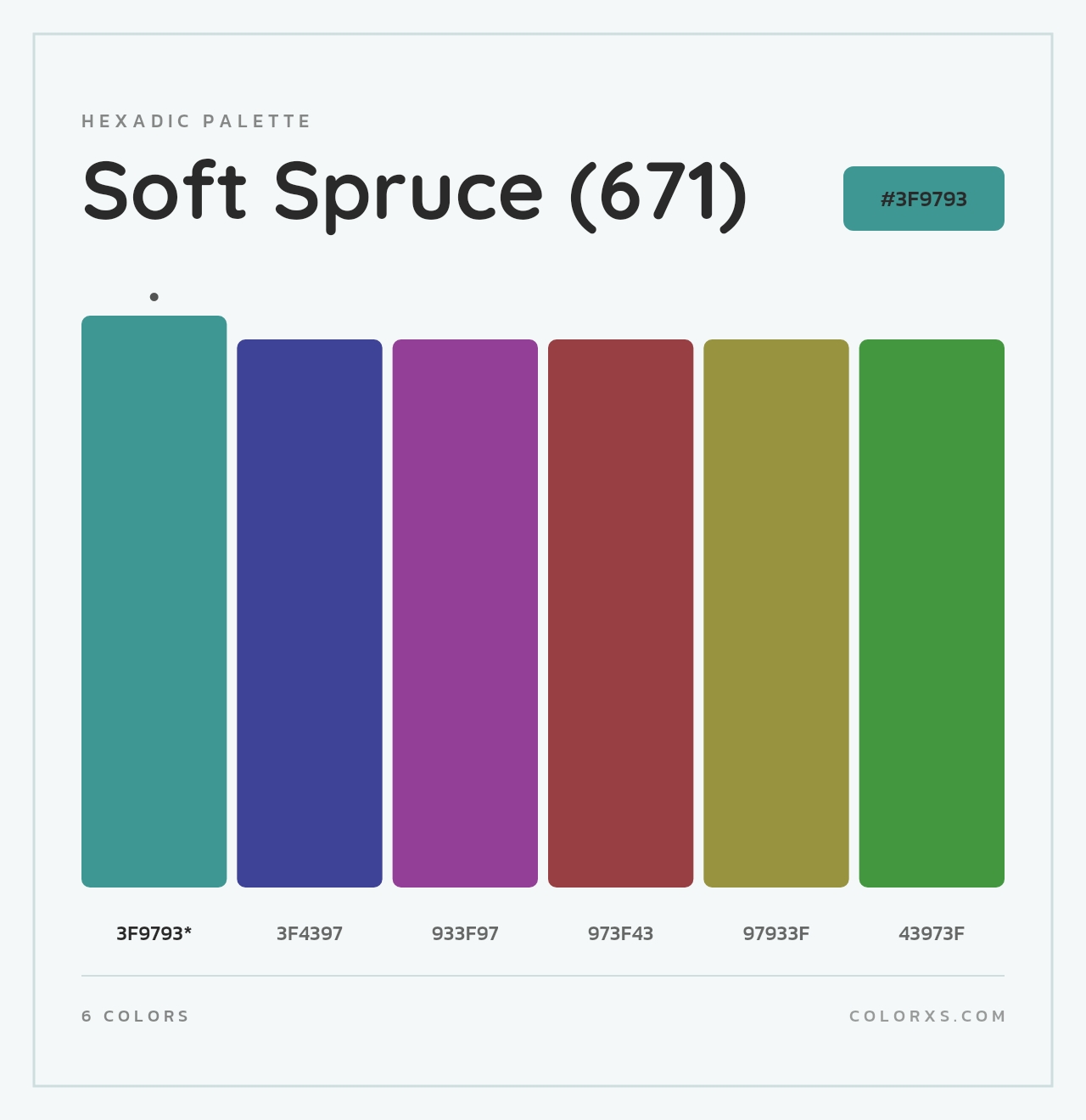 Soft Spruce (671) - Hexadic Color Palette
