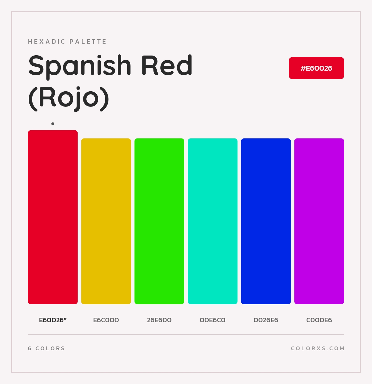 Spanish Red (Rojo) - Hexadic Color Palette