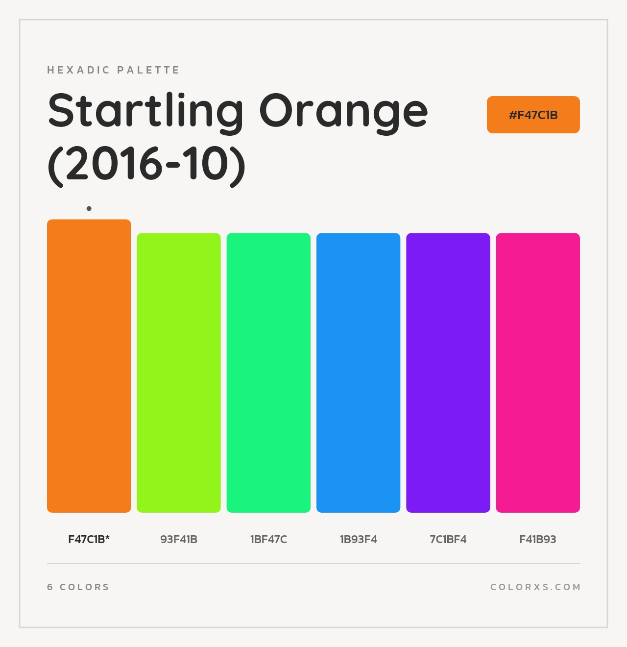 Startling Orange (2016-10) - Hexadic Color Palette