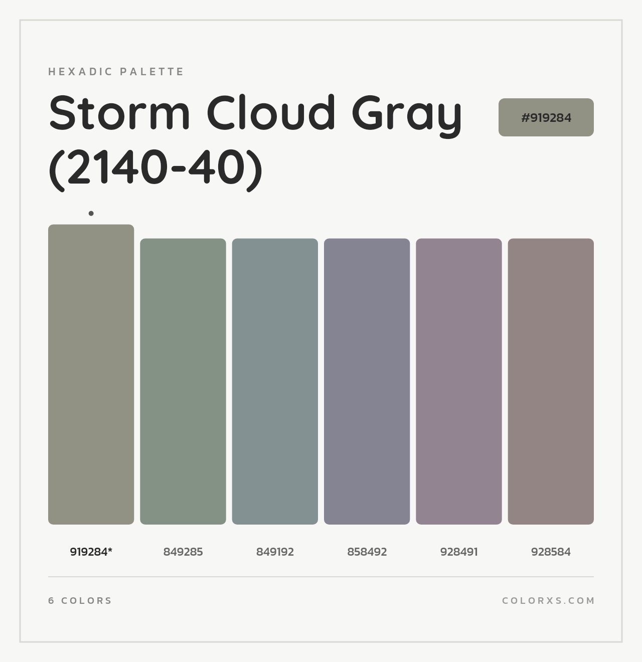 Storm Cloud Gray (2140-40) - Hexadic Color Palette