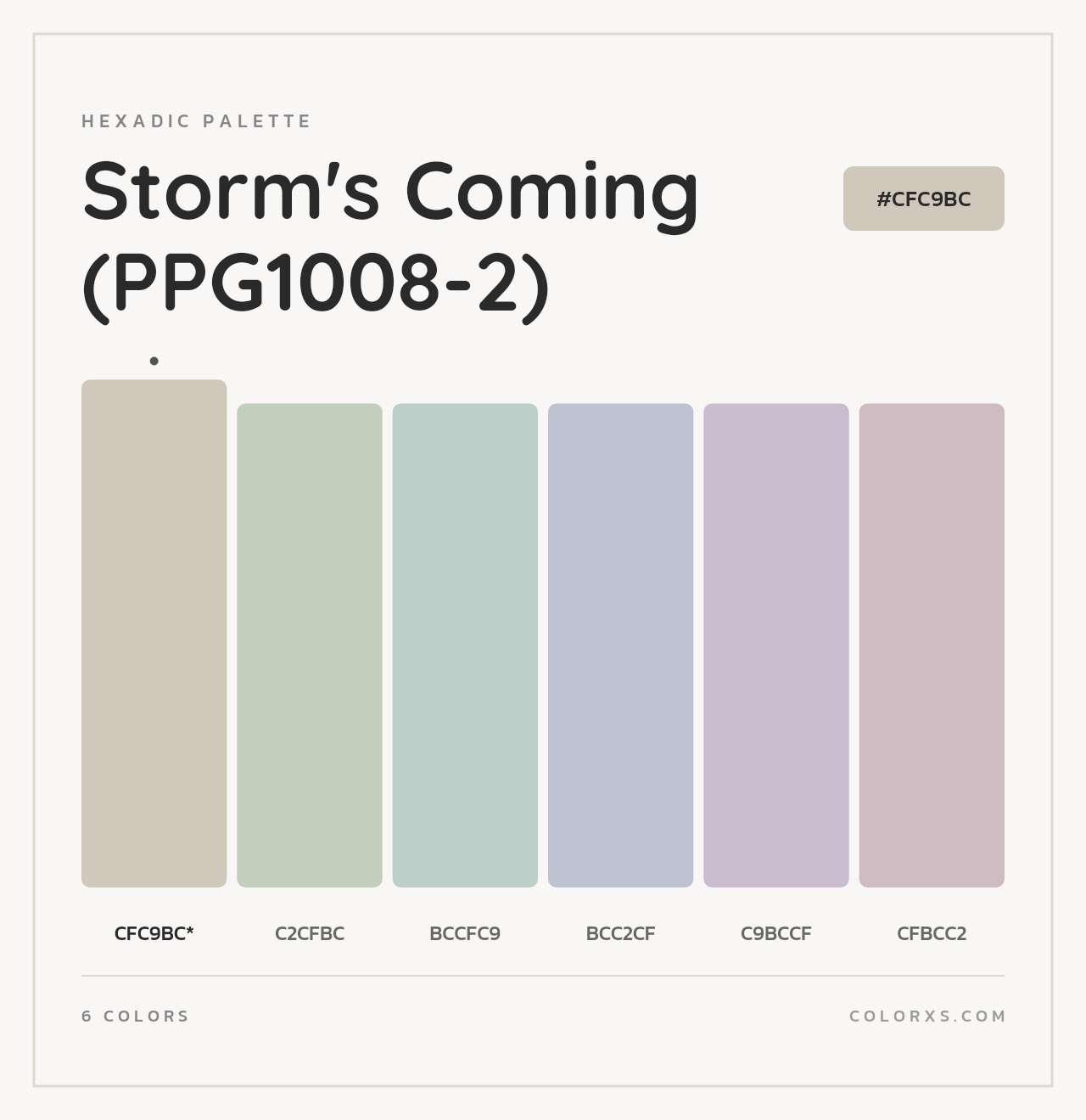 Storm's Coming (PPG1008-2) - Hexadic Color Palette