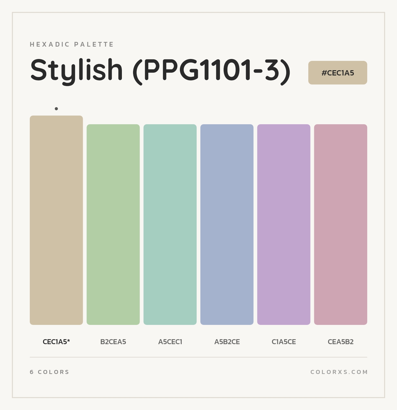 Stylish (PPG1101-3) - Hexadic Color Palette