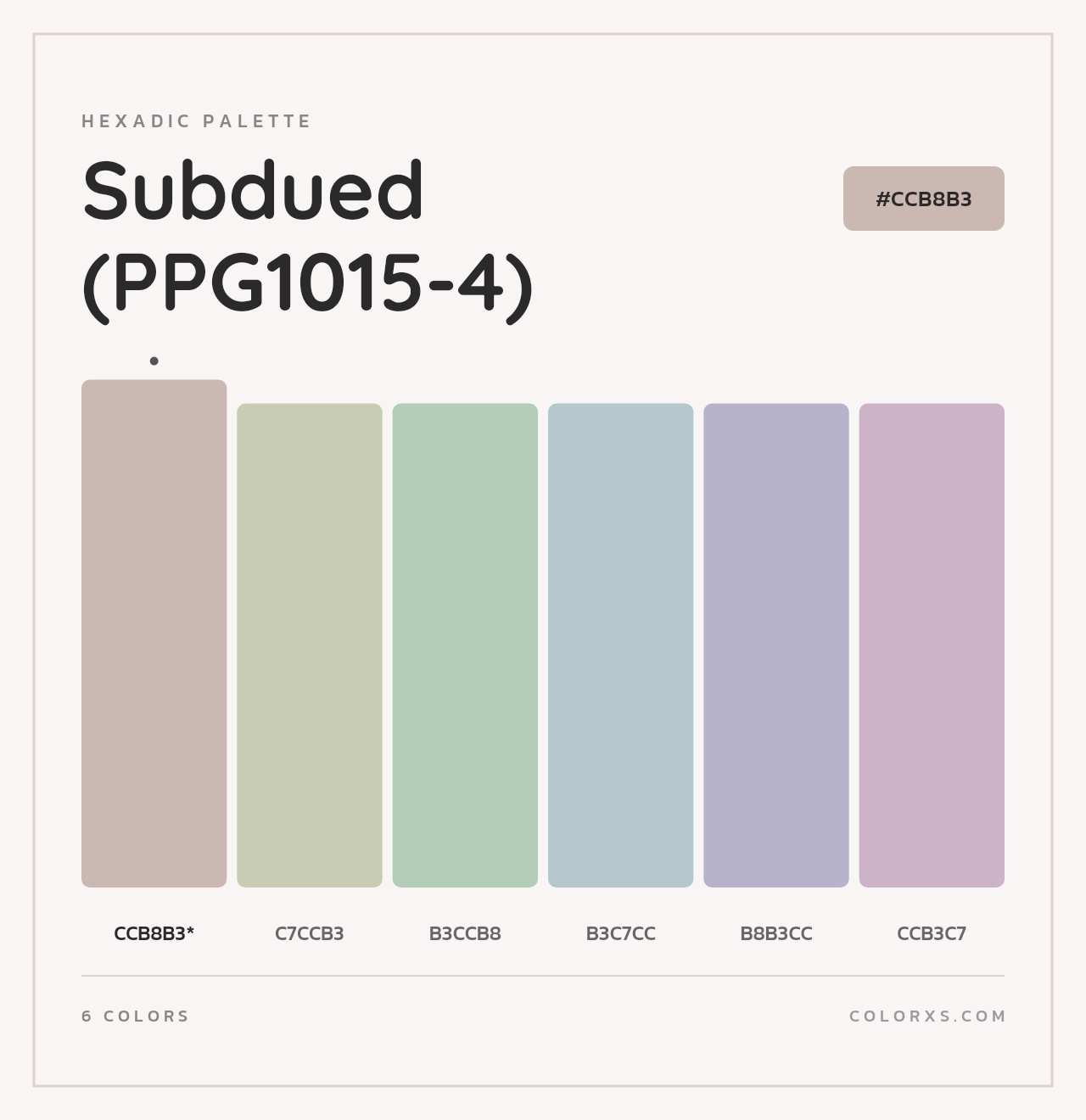 Subdued (PPG1015-4) - Hexadic Color Palette
