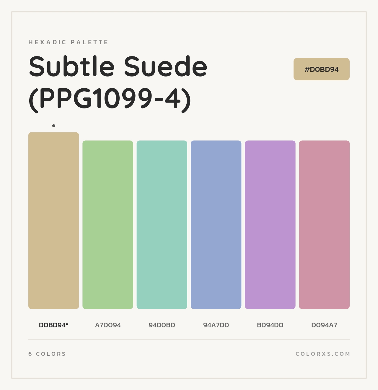 Subtle Suede (PPG1099-4) - Hexadic Color Palette