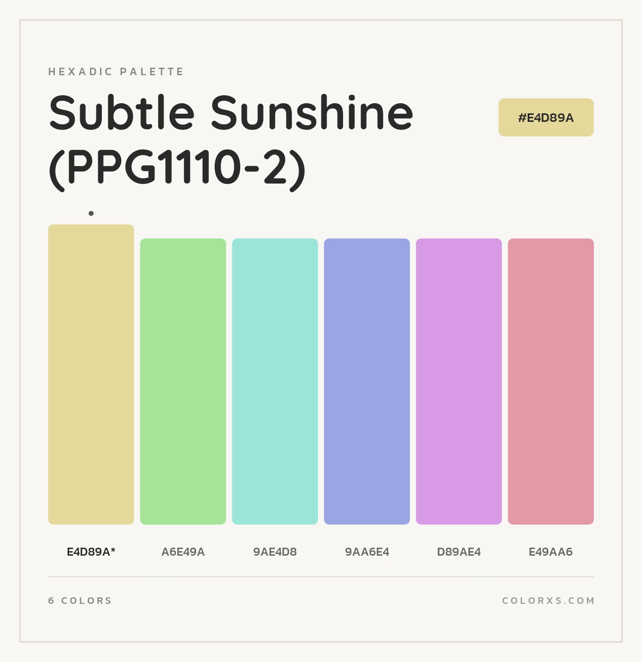 Subtle Sunshine (PPG1110-2) - Hexadic Color Palette