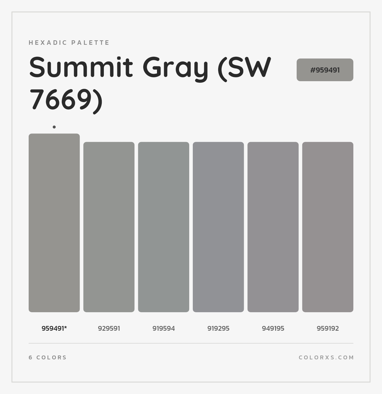 Summit Gray (SW 7669) - Hexadic Color Palette