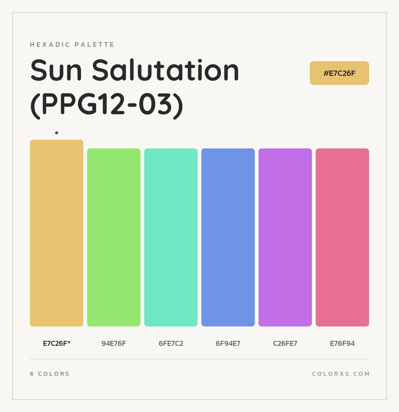Sun Salutation (PPG12-03) - Hexadic Color Palette