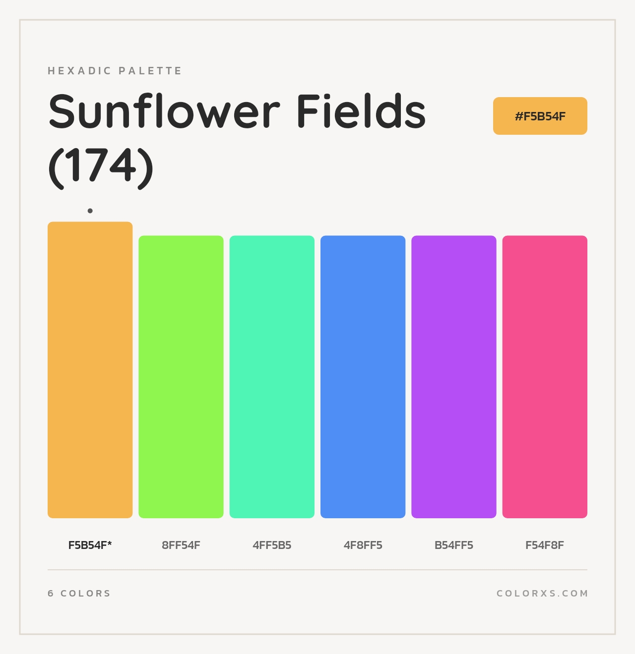 Sunflower Fields (174) - Hexadic Color Palette