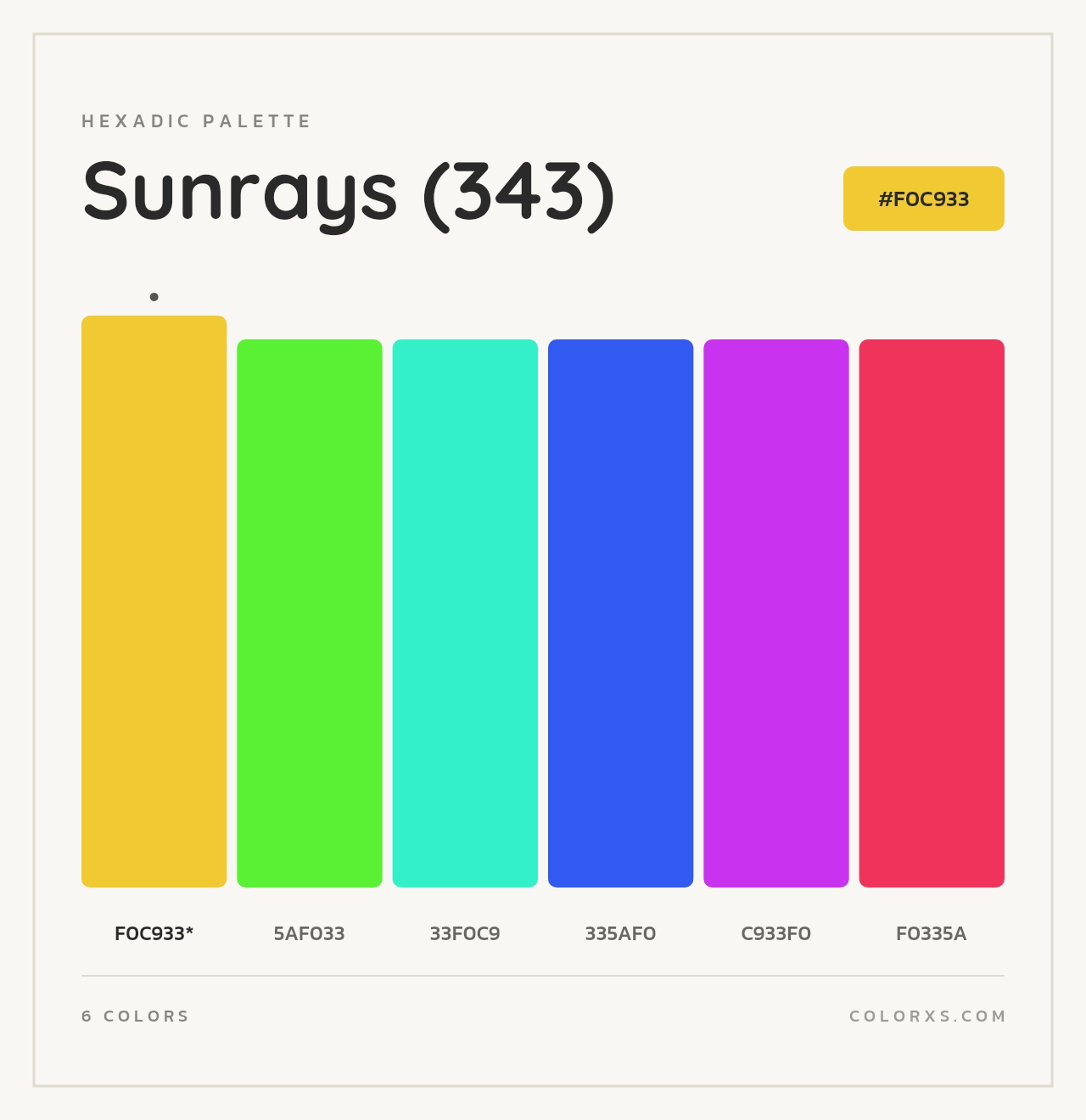 Sunrays (343) - Hexadic Color Palette