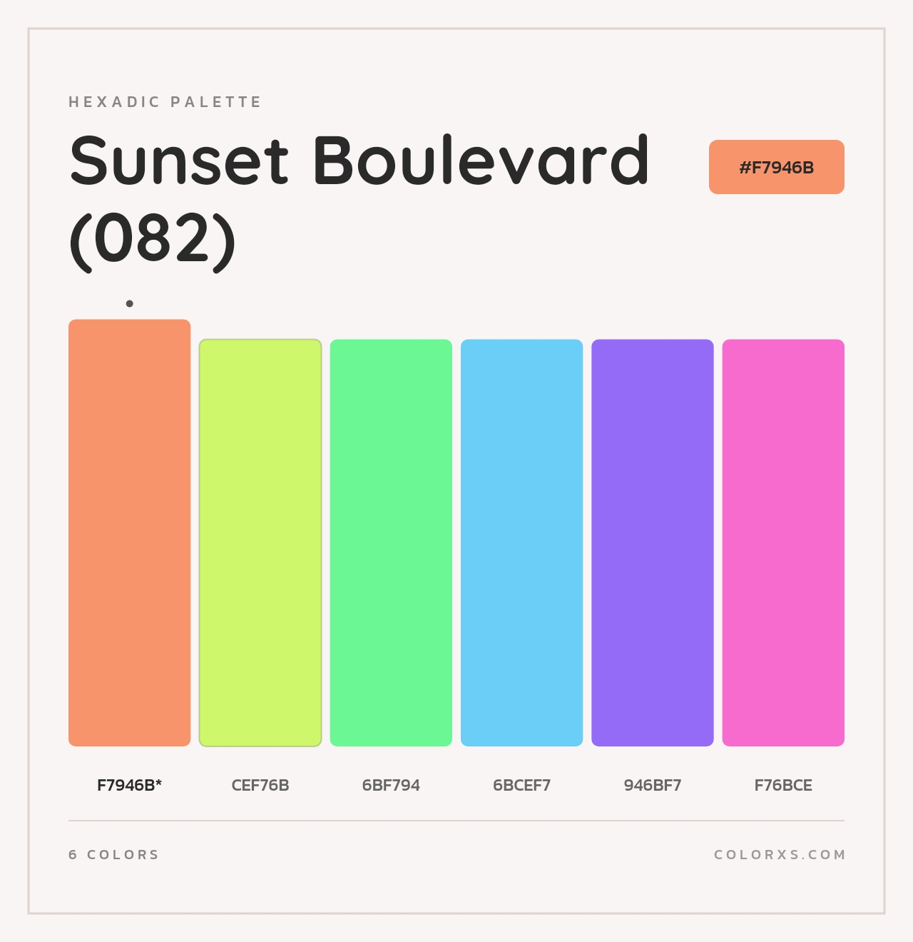 Sunset Boulevard (082) - Hexadic Color Palette