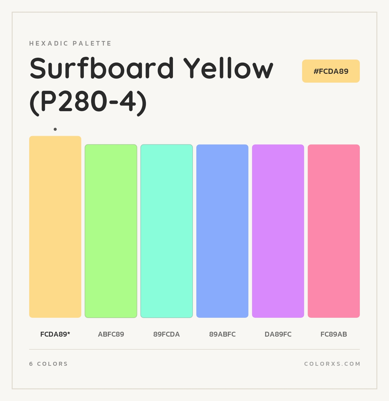 Surfboard Yellow (P280-4) - Hexadic Color Palette