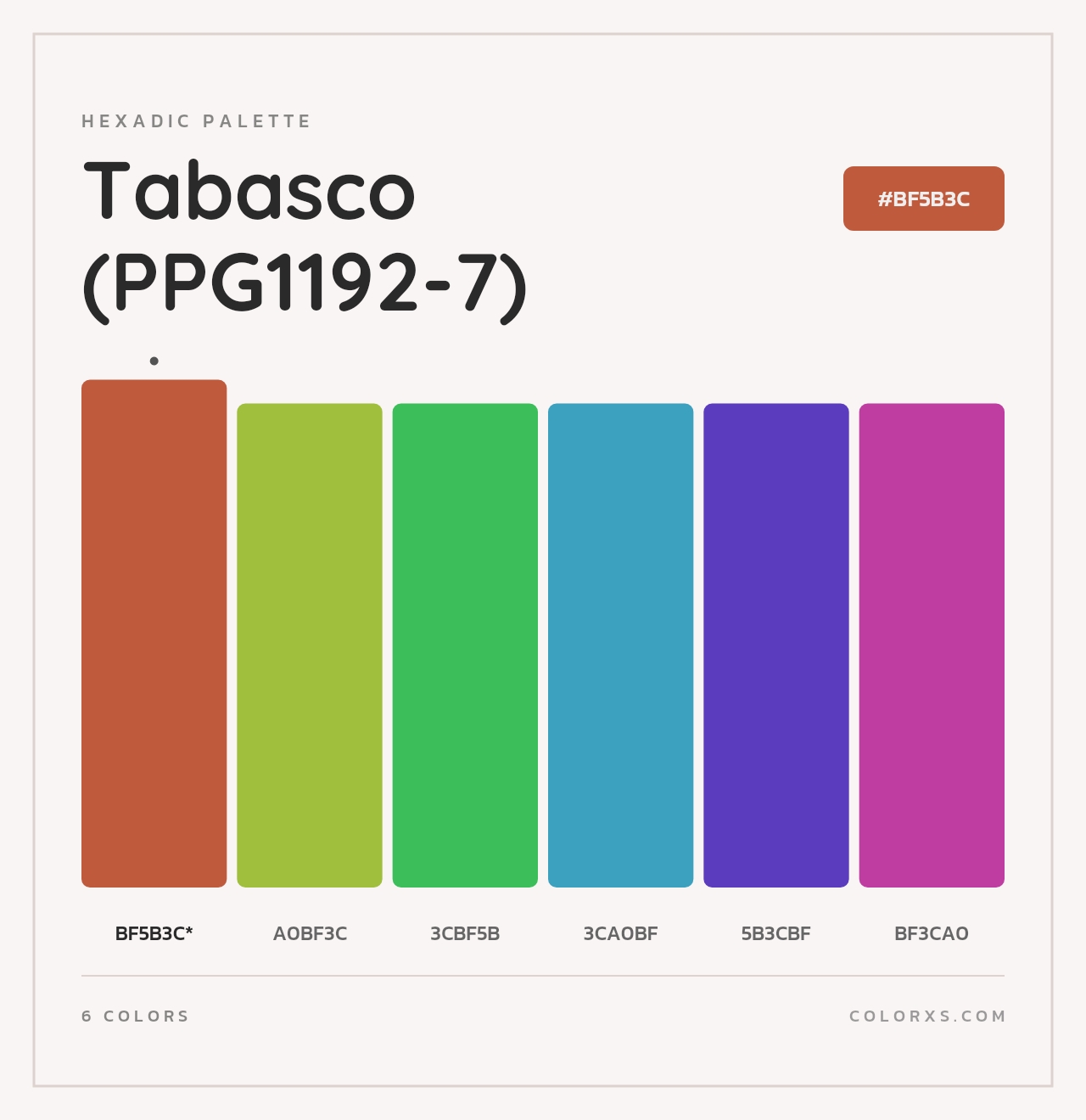 Tabasco (PPG1192-7) - Hexadic Color Palette