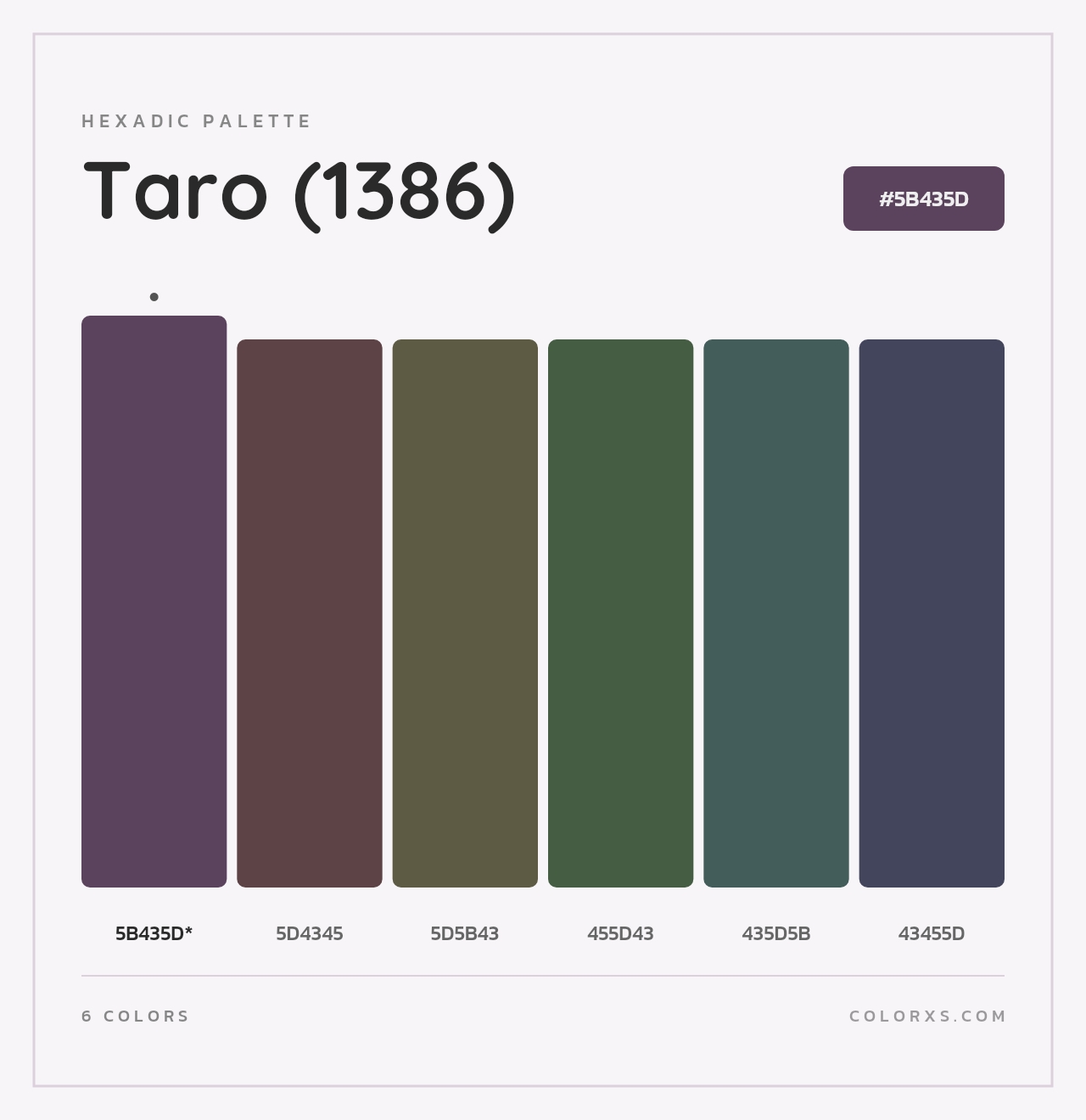 Taro (1386) - Hexadic Color Palette
