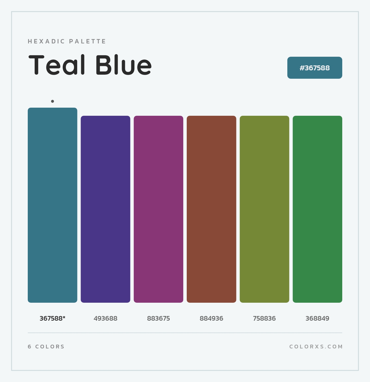 Teal Blue - Hexadic Color Palette