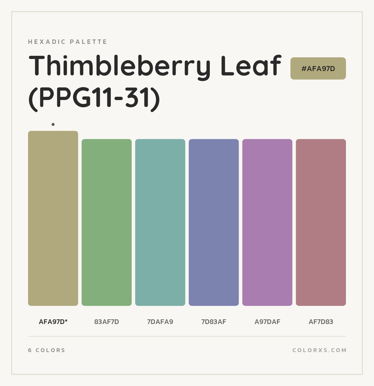 Thimbleberry Leaf (PPG11-31) - Hexadic Color Palette