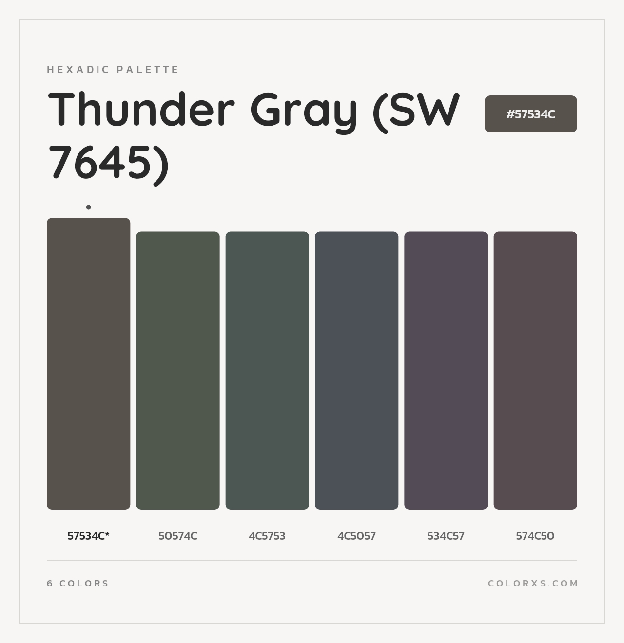 Thunder Gray (SW 7645) - Hexadic Color Palette