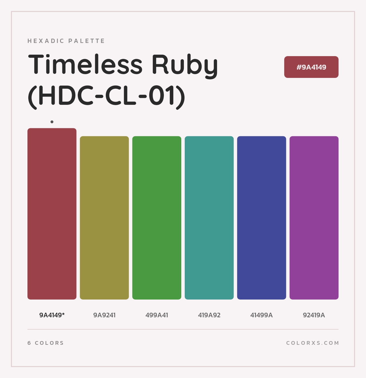 Timeless Ruby (HDC-CL-01) - Hexadic Color Palette