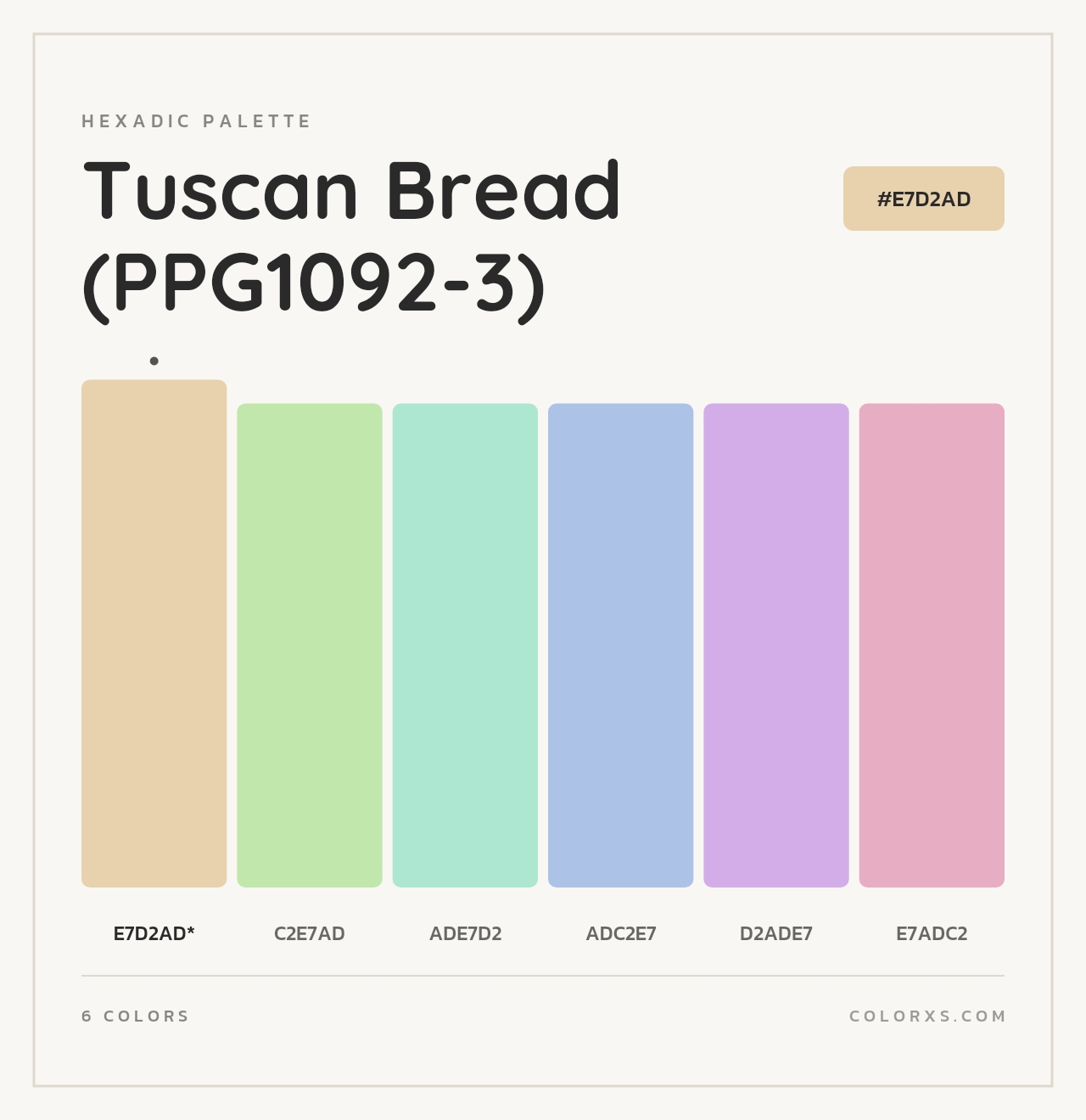 Tuscan Bread (PPG1092-3) - Hexadic Color Palette