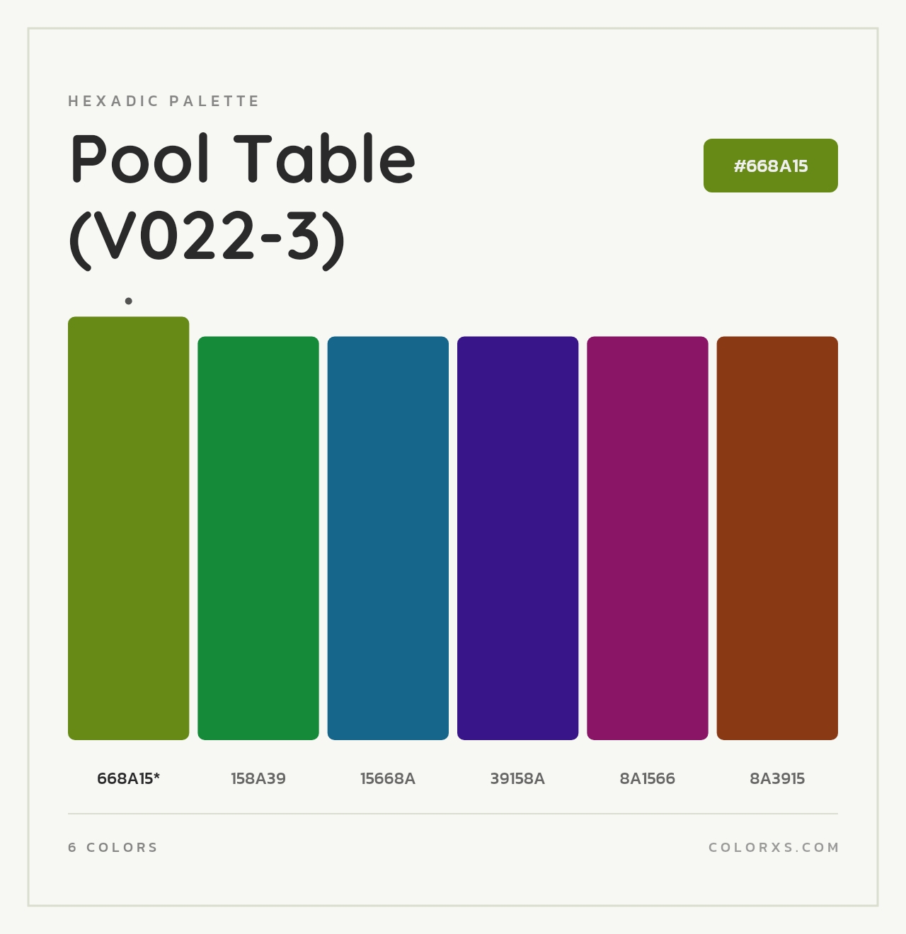 Pool Table (V022-3) - Hexadic Color Palette