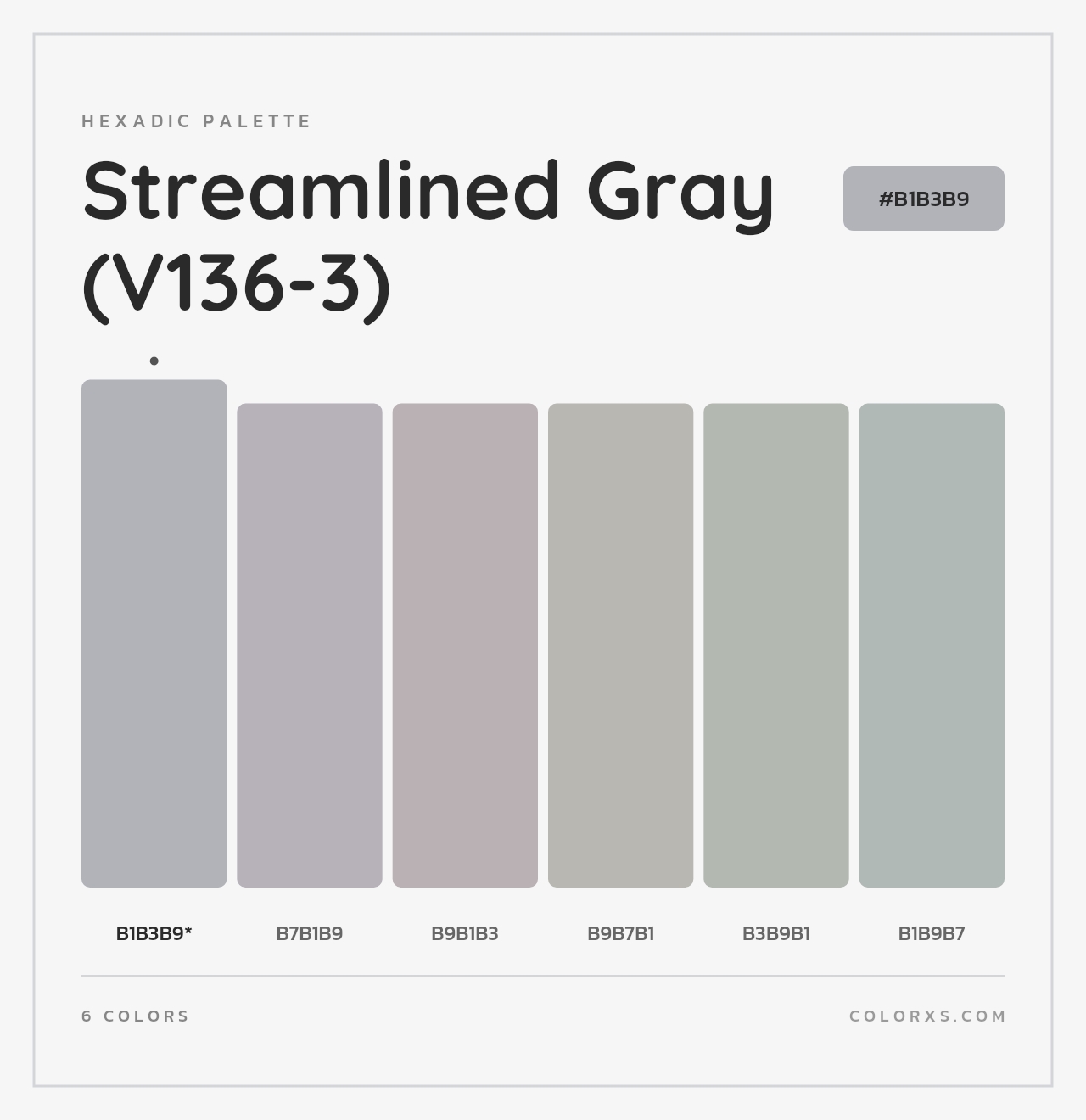 Streamlined Gray (V136-3) - Hexadic Color Palette