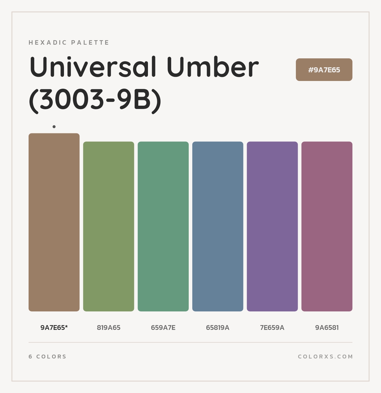 Universal Umber (3003-9B) - Hexadic Color Palette