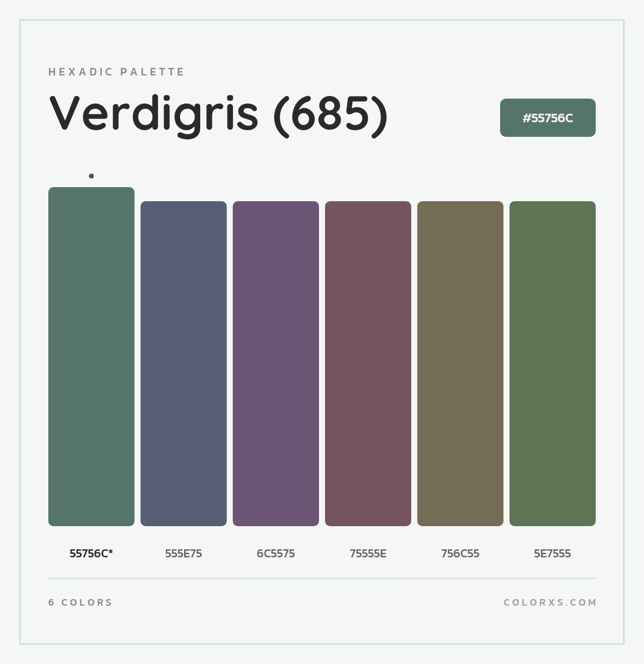 Verdigris (685) - Hexadic Color Palette