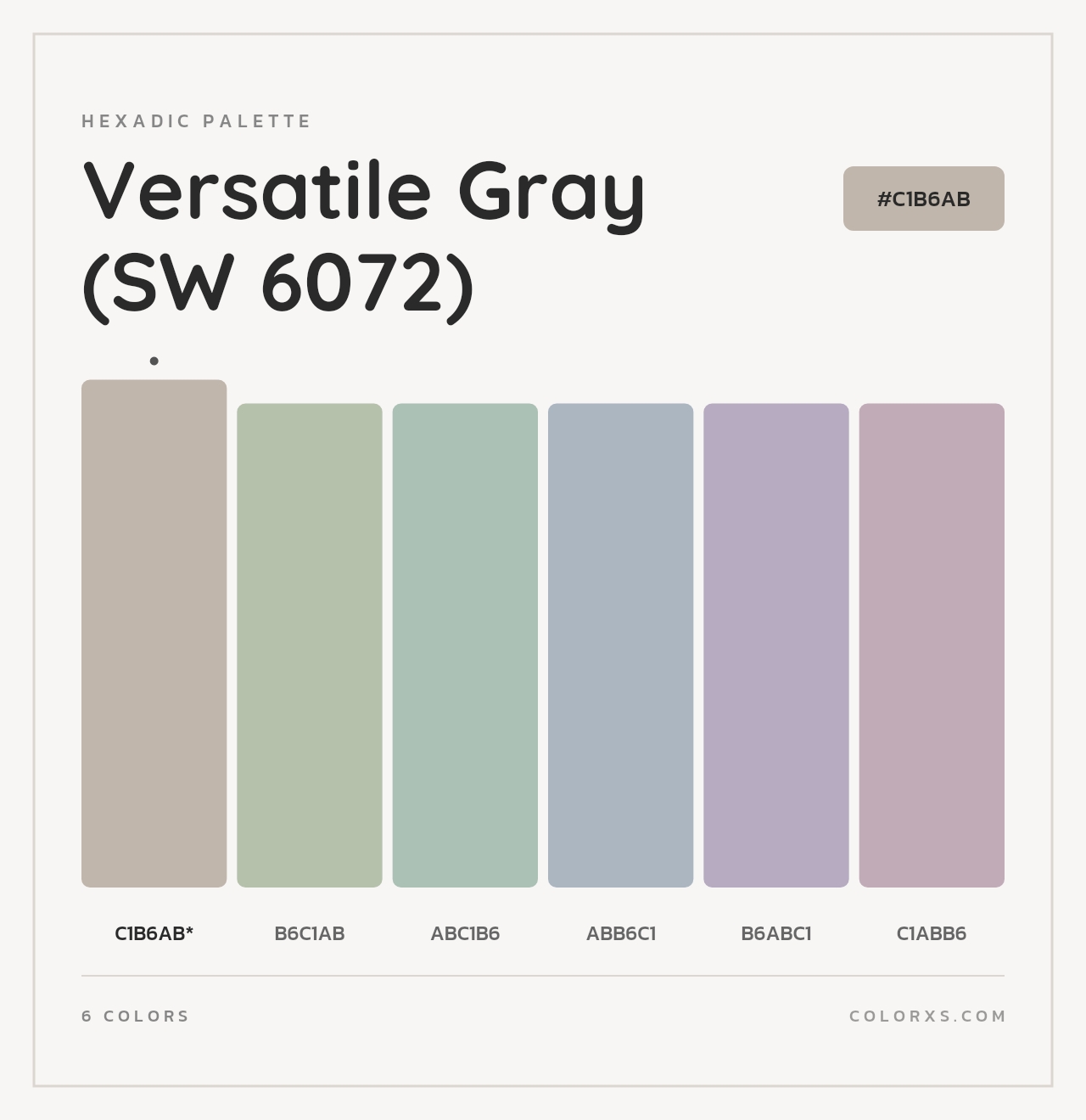 Versatile Gray (SW 6072) - Hexadic Color Palette