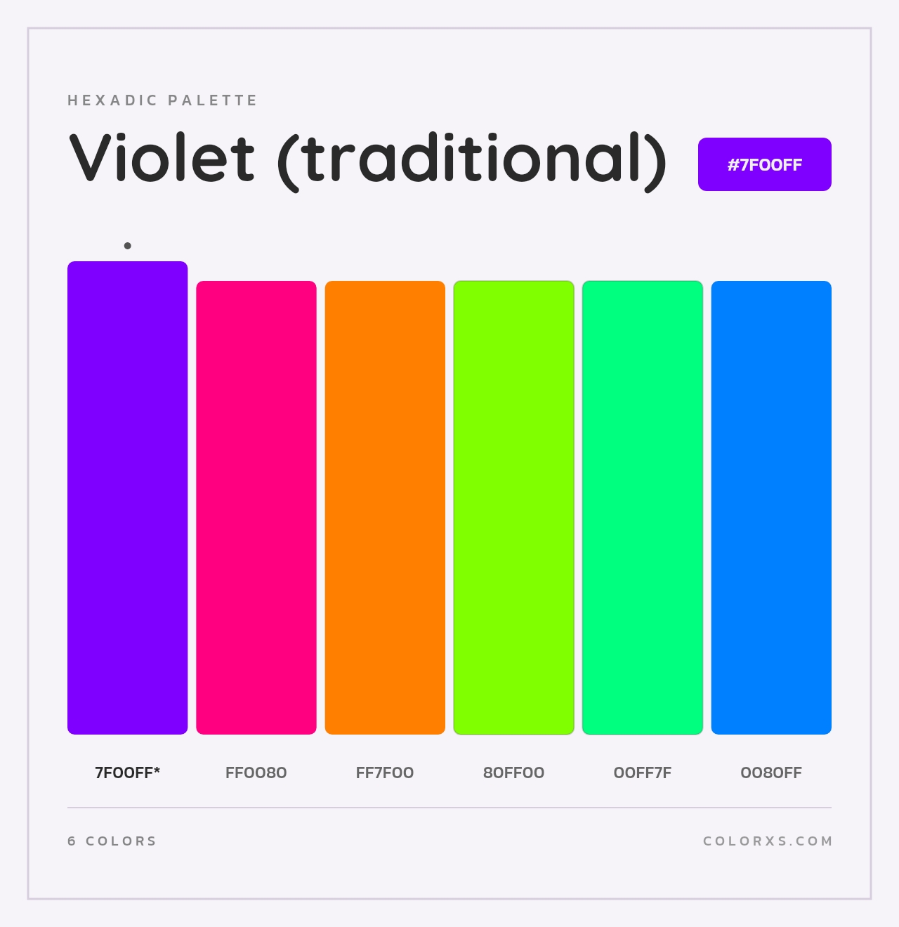 Violet (traditional) - Hexadic Color Palette