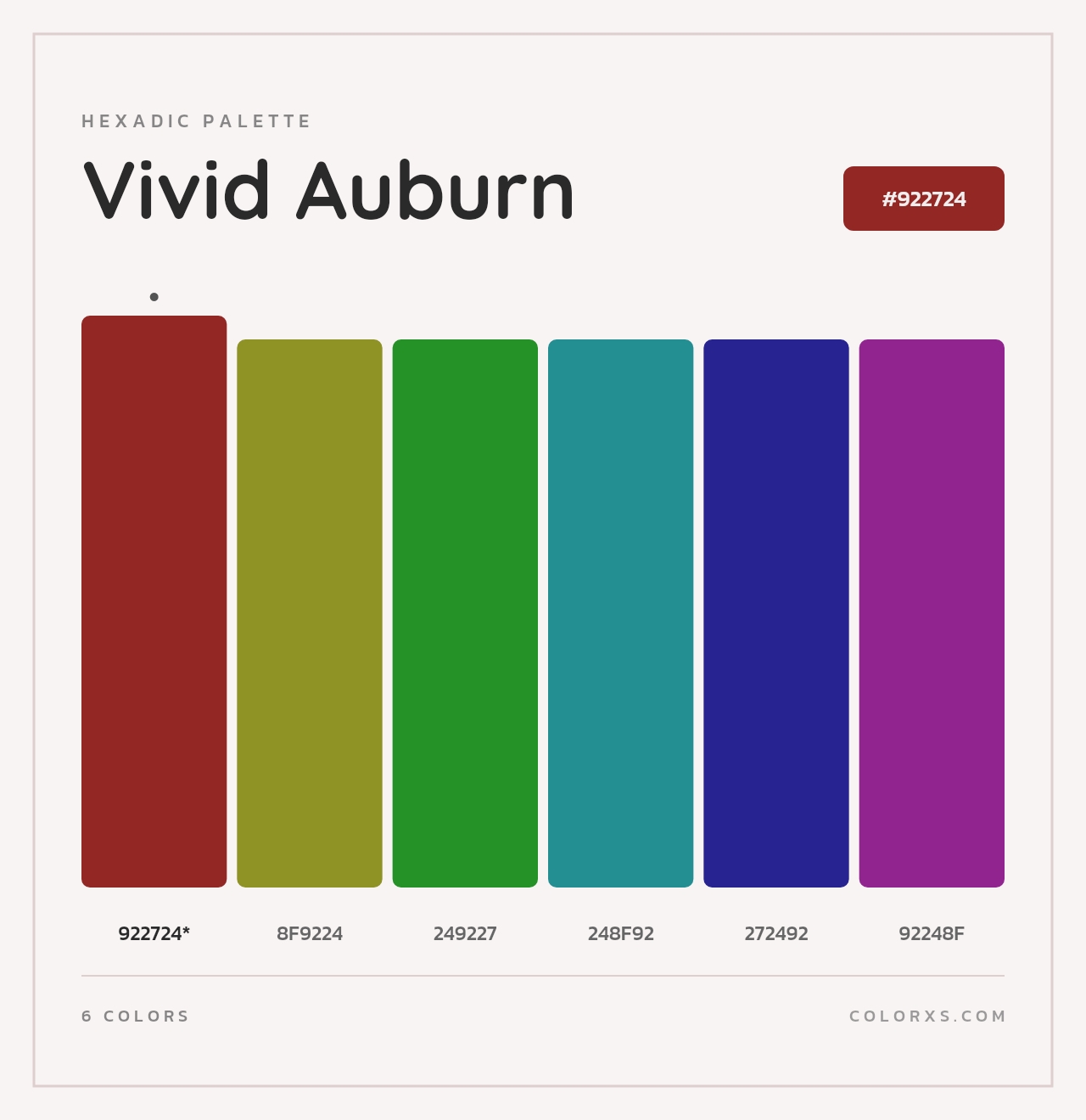 Vivid Auburn - Hexadic Color Palette
