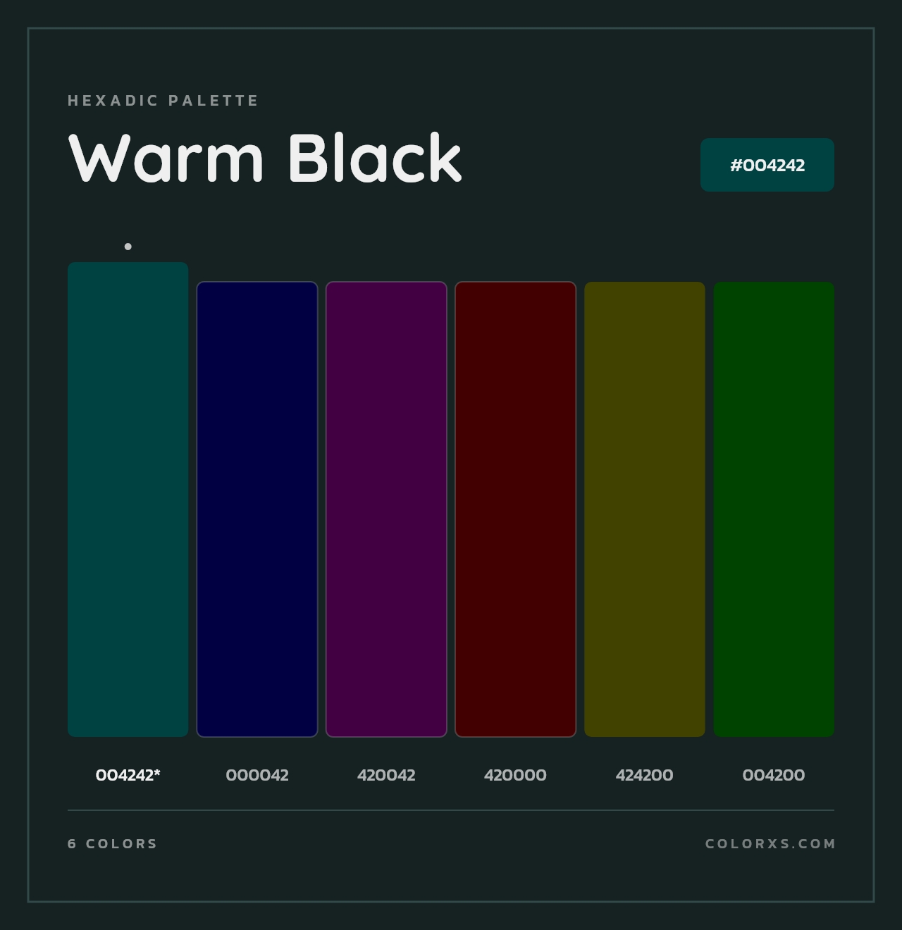 Warm Black - Hexadic Color Palette