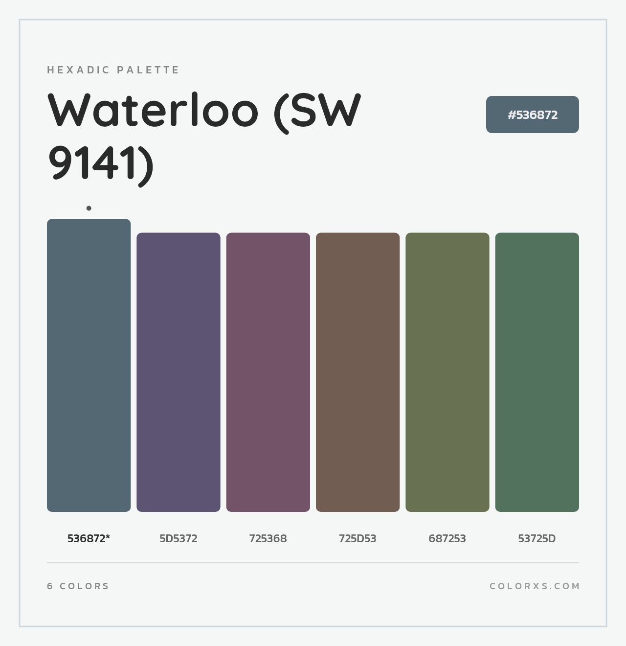 Waterloo (SW 9141) - Hexadic Color Palette