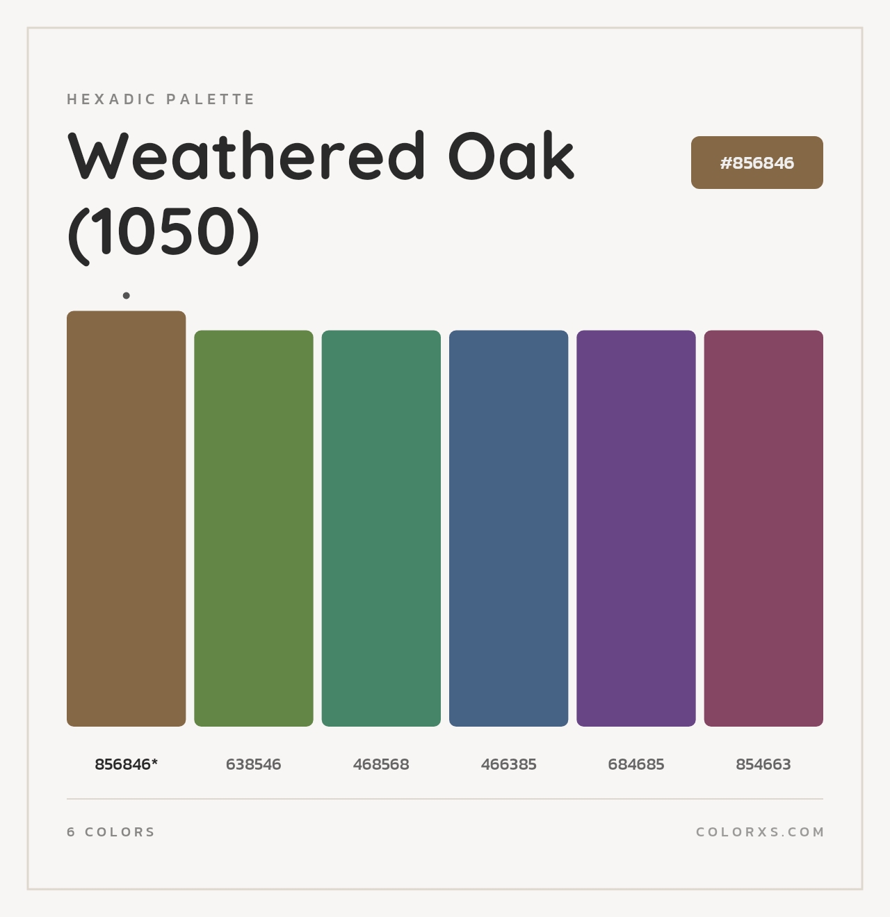 Weathered Oak (1050) - Hexadic Color Palette