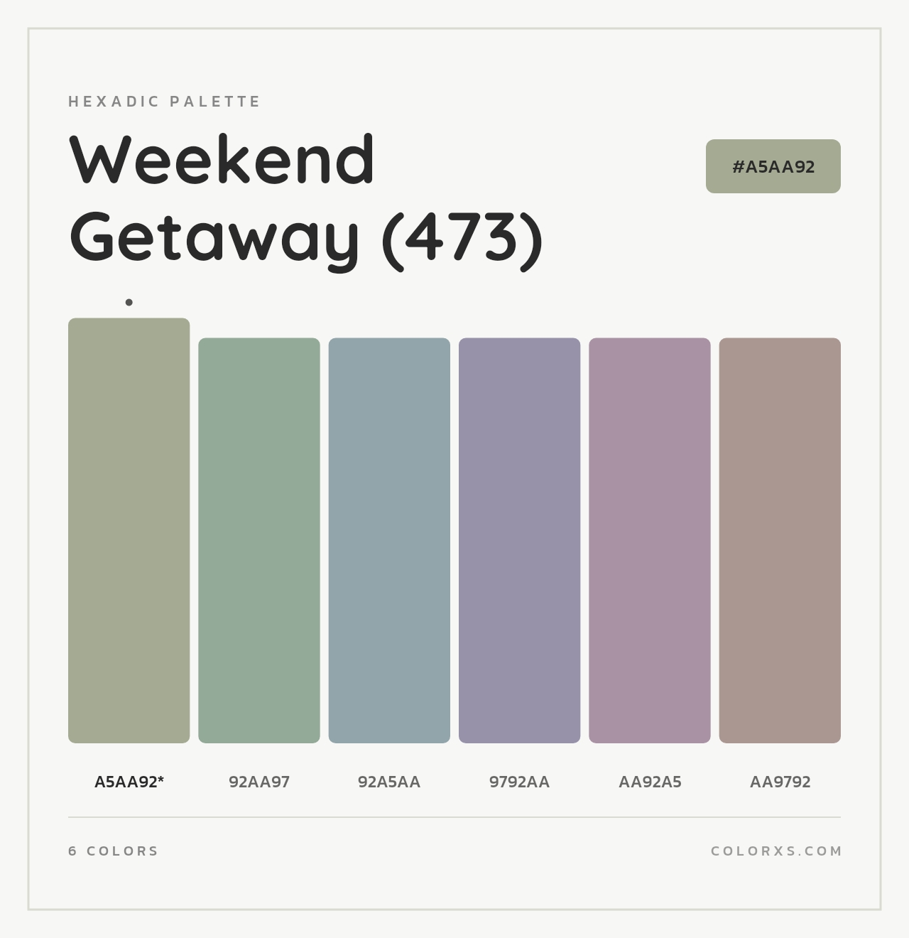 Weekend Getaway (473) - Hexadic Color Palette