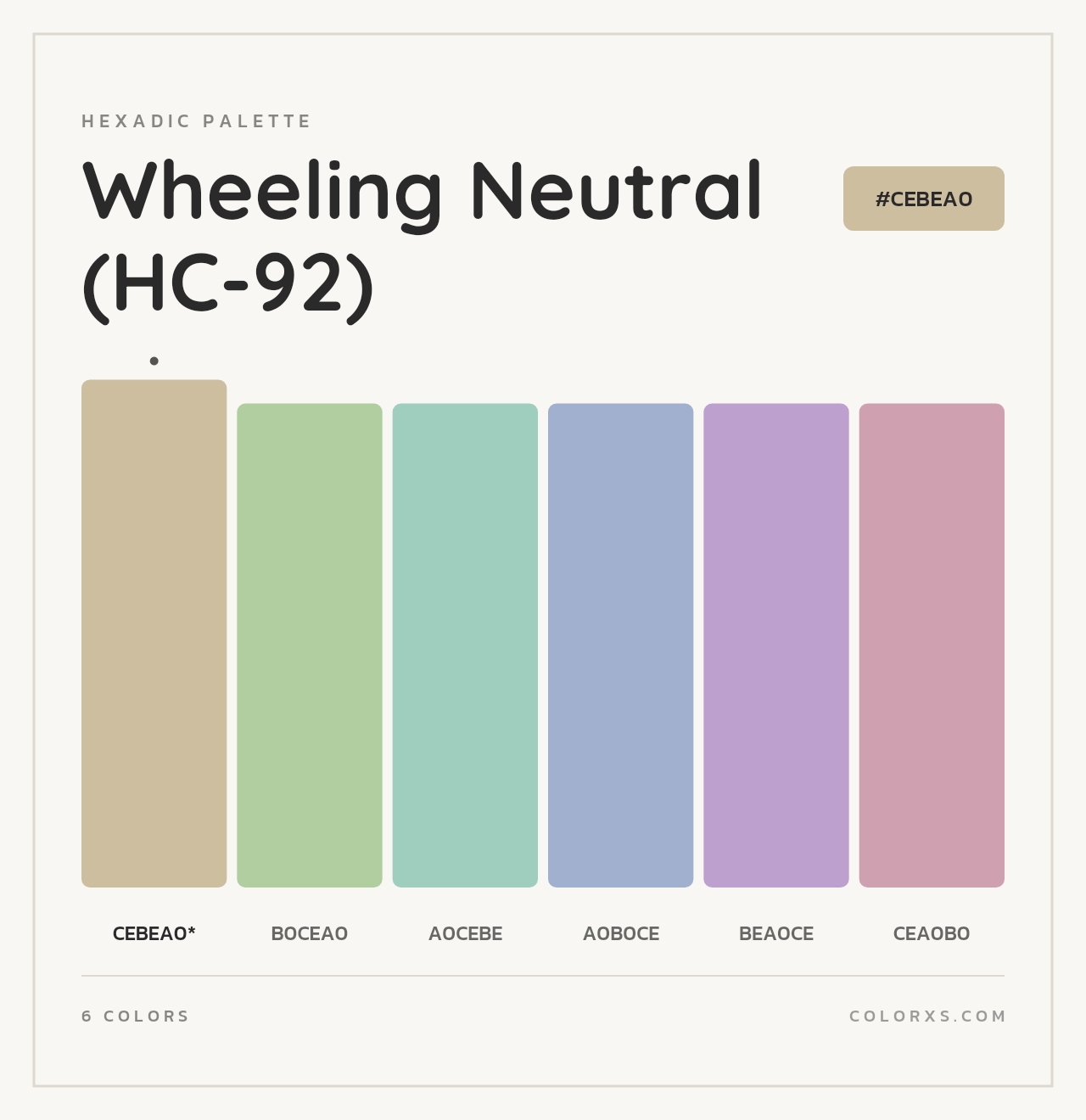 Wheeling Neutral (HC-92) - Hexadic Color Palette