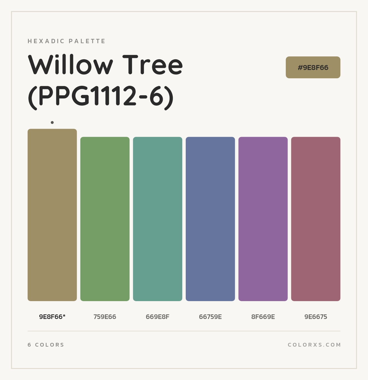 Willow Tree (PPG1112-6) - Hexadic Color Palette