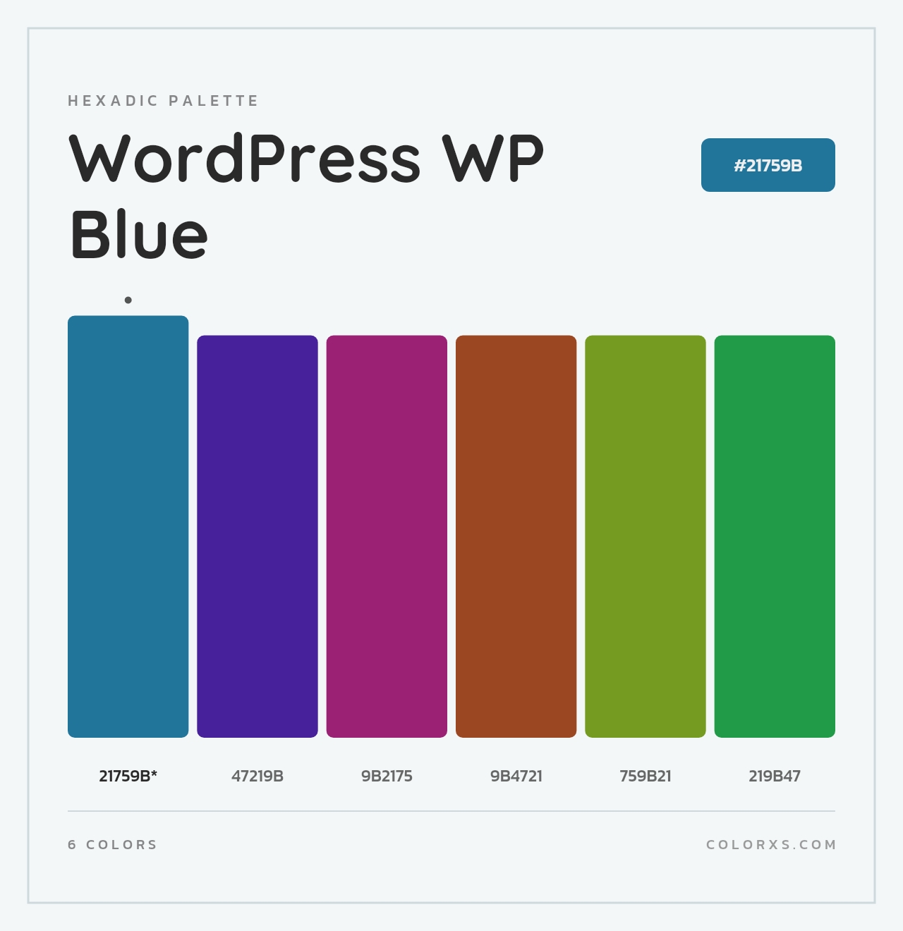 WordPress WP Blue - Hexadic Color Palette