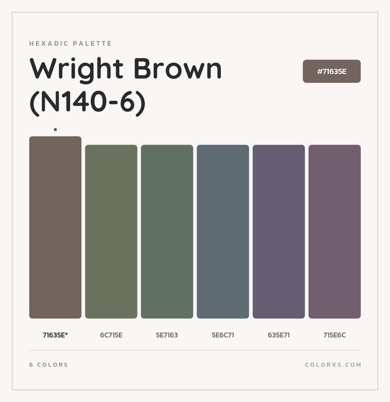 Wright Brown (N140-6) - Hexadic Color Palette