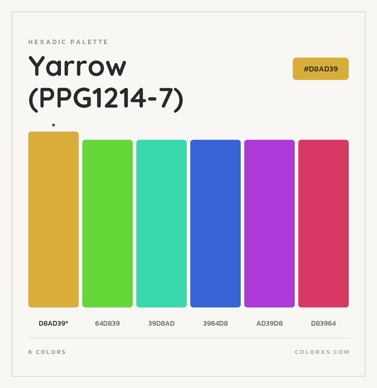 Yarrow (PPG1214-7) - Hexadic Color Palette