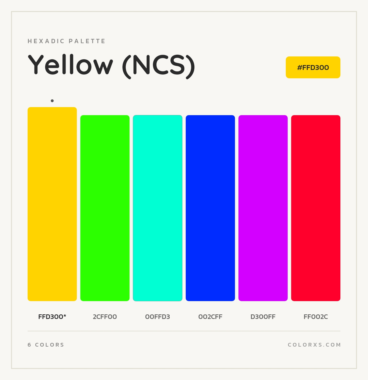 Yellow (NCS) - Hexadic Color Palette