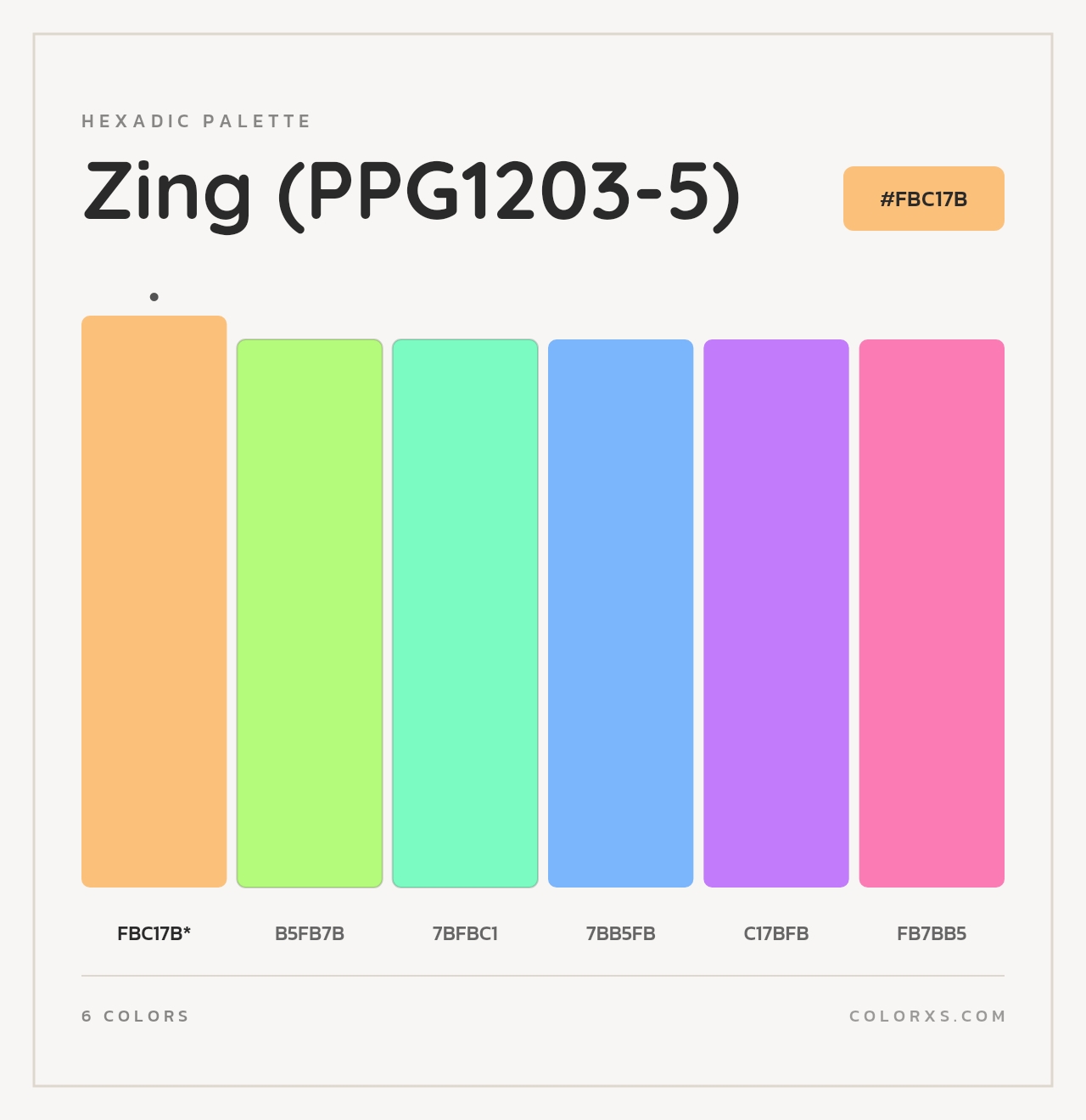Zing (PPG1203-5) - Hexadic Color Palette