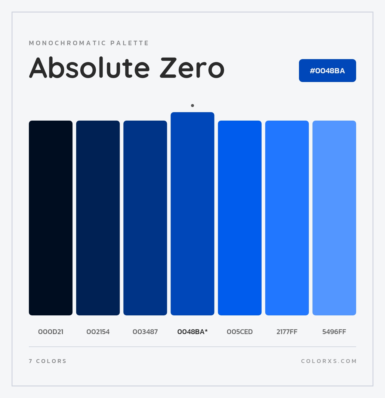 Absolute Zero - Monochromatic Color Palette