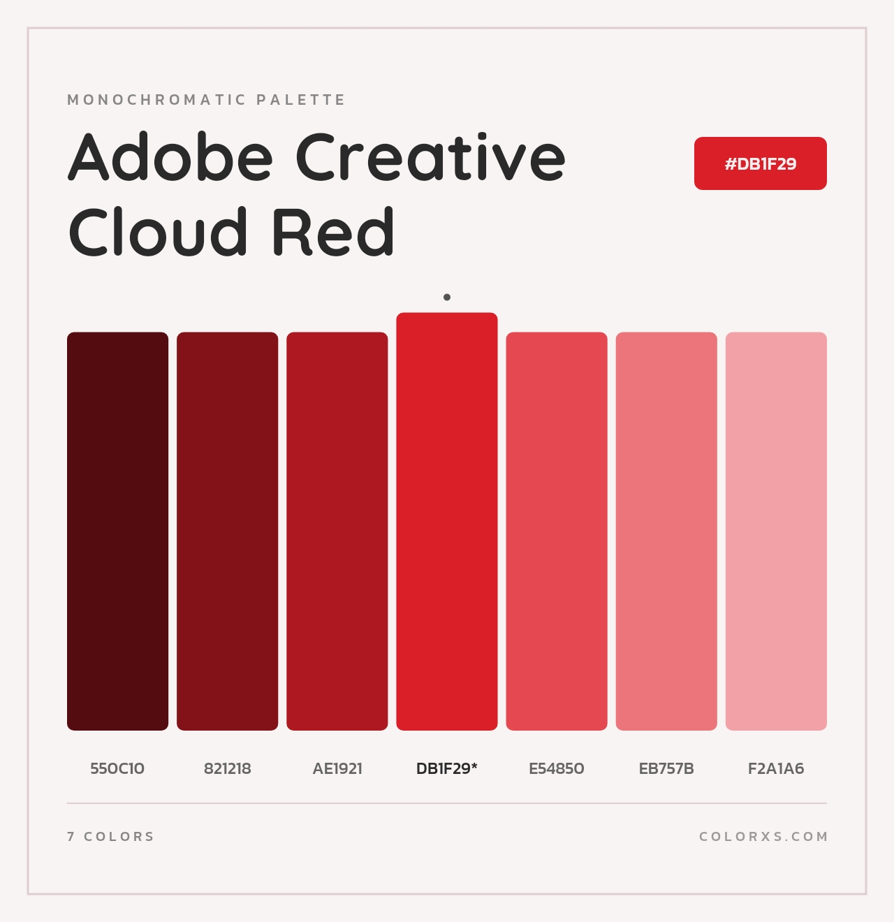 Adobe Creative Cloud Red - Monochromatic Color Palette
