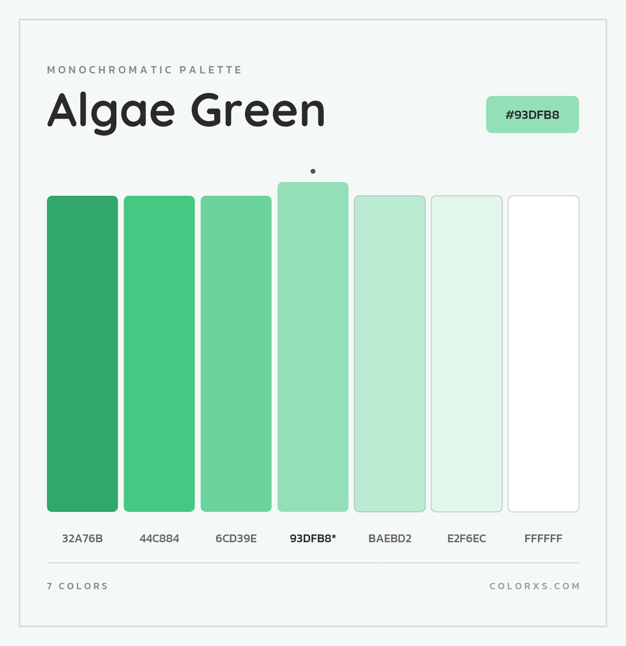 Algae Green - Monochromatic Color Palette