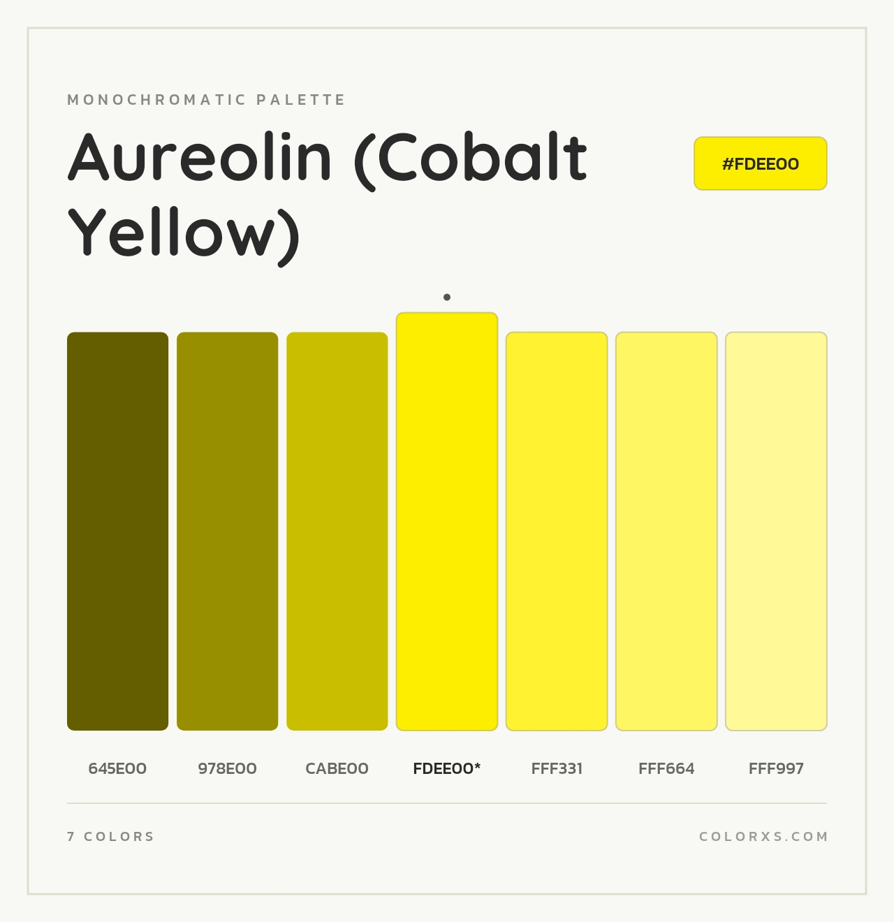 Aureolin (Cobalt Yellow) - Monochromatic Color Palette
