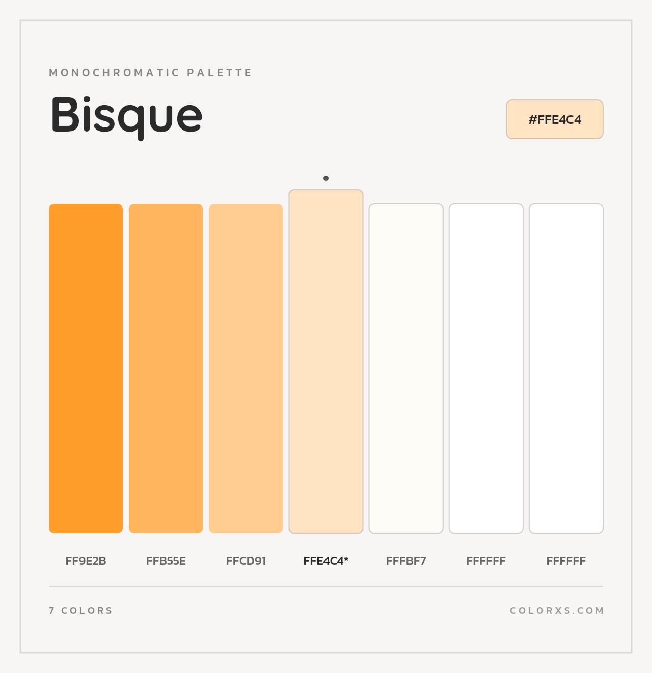 Bisque - Monochromatic Color Palette