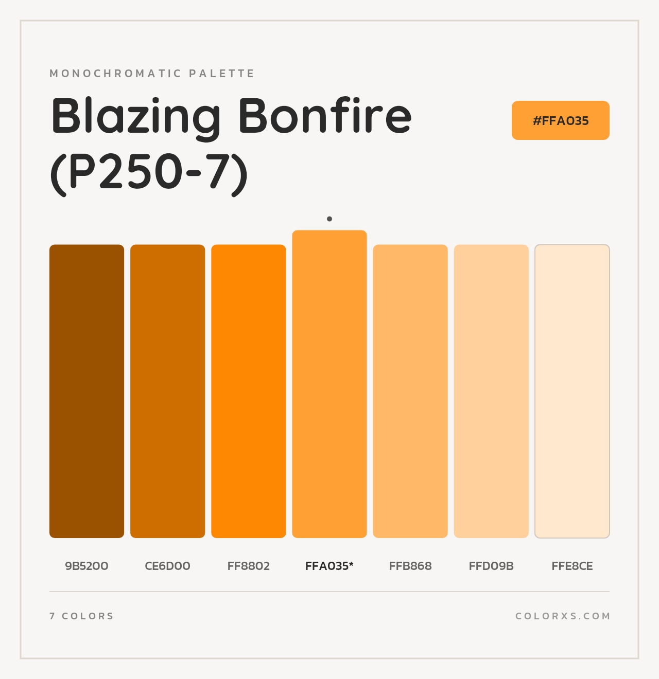 Blazing Bonfire (P250-7) - Monochromatic Color Palette