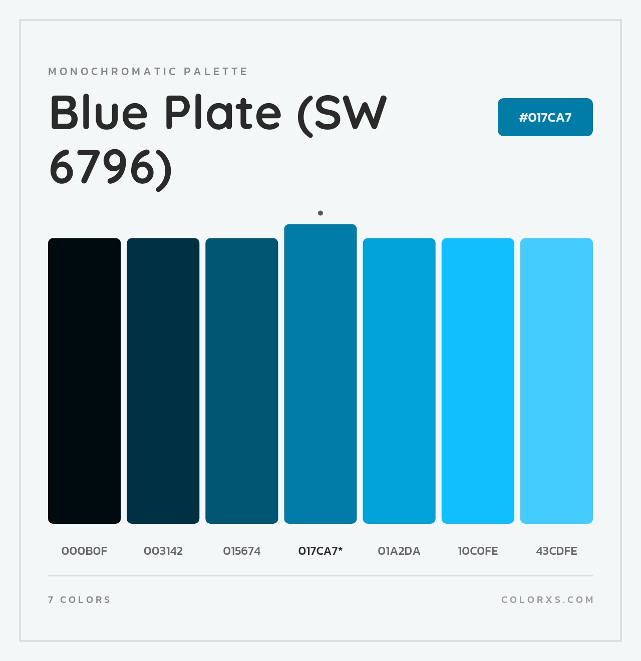 Blue Plate (SW 6796) - Monochromatic Color Palette