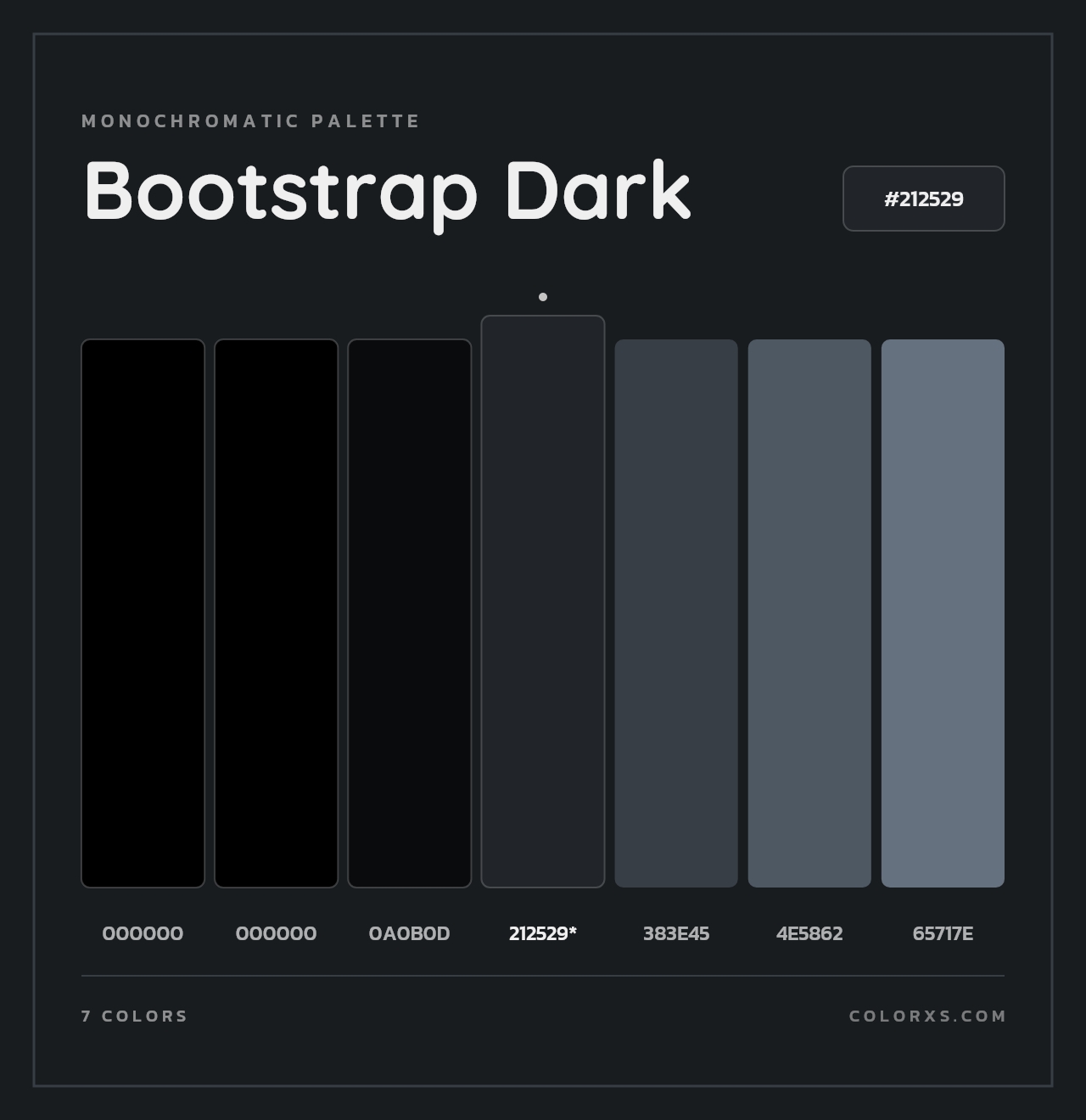Bootstrap Dark - Monochromatic Color Palette